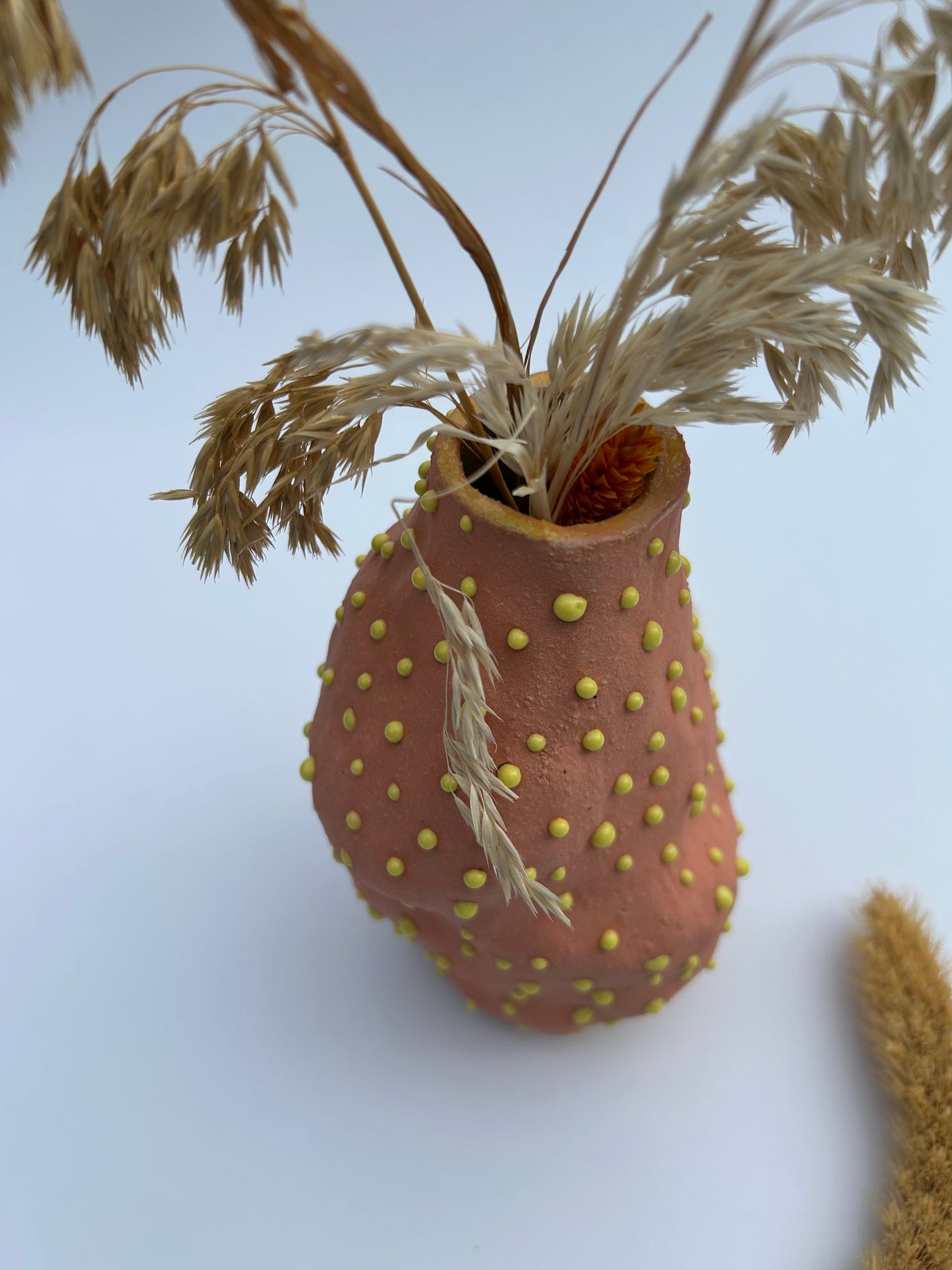 Orange vase med gule dutter